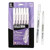 SAKURA Gelly Roll Gel Pens - Fine Tip Ink Pens for Journaling, Art, or Drawing - Classic White Ink - All Are Tip Size Fine 05-6 Pack