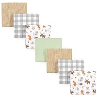 Hudson Baby Unisex Baby Cotton Flannel Receiving Blankets Bundle, Woodland, One Size