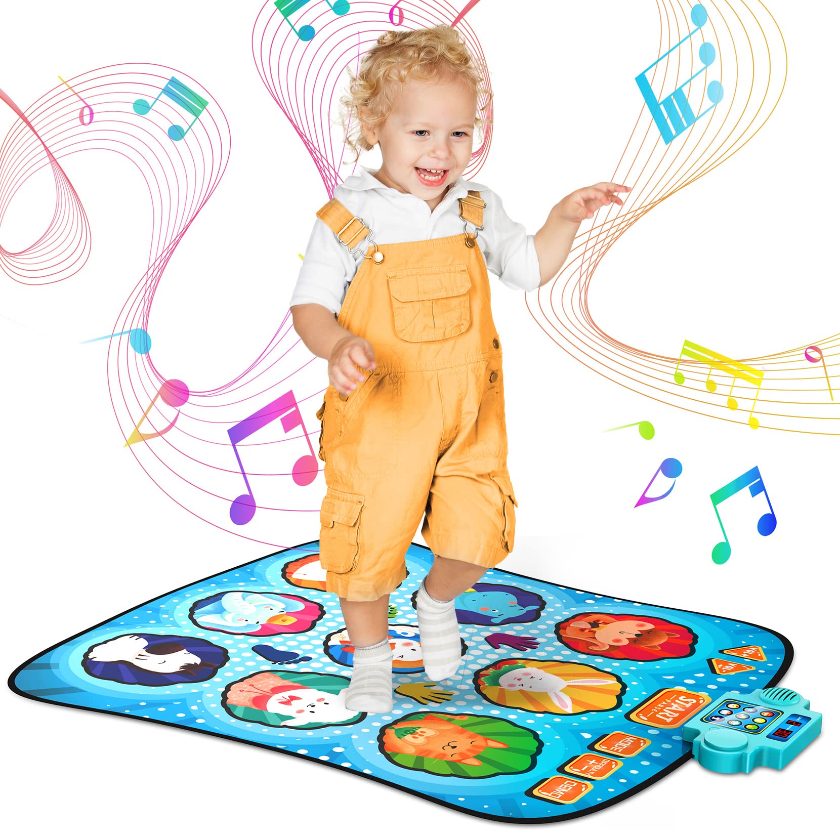 Dance Mat, Dance Floor Mat for Age 3+ Kids, 8 Challenge Levels, 9 Built-in Music, Electronic Dance Mat LED Lights, Adjustable Volume,3 Game Modes, Piano & Demonstration Mode, Foldable/Portable
