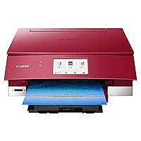 Canon TS8220 Wireless All in One Photo Printer with Scannier and Copier, Mobile Printing, Red, Works with Alexa