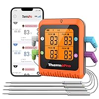 ThermoPro TP930 650FT Wireless Meat Thermometer, Bluetooth Meat Thermometer with 4 Color-Coded Meat Probes, Grill Thermometer with Timer, Commercial Cooking Tools & Utensils Meat Thermometer Wireless