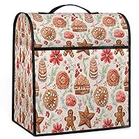 Winter Cute Gingerbread Cookies Coffee Maker Dust Cover Mixer Cover with Pockets and Top Handle Toaster Covers Bread Machine Covers for Kitchen Cafe Bar Home Decor