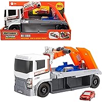 Matchbox Toy Car & Playset, Action Drivers Tow & Repair Truck with 1:64 Scale Toy Audi TT RS Coupe, Working Crane & Diagnostic Machine