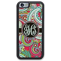 iPhone 6 6S Plus Case, Phone Case Compatible iPhone 6 6S Plus [5.5 inch] Red Paisley Monogram Monogrammed Personalized I6P