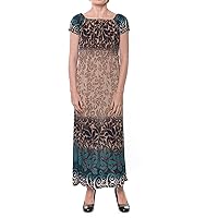 Women's Floral Print Round Neck Short Sleeve Long Maxi Casual Dress
