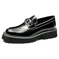 Men's Genuine Leather Horsebit Buckle Loafer Fashion Formal Dress Slip-on Moccasin Loafer Shoes