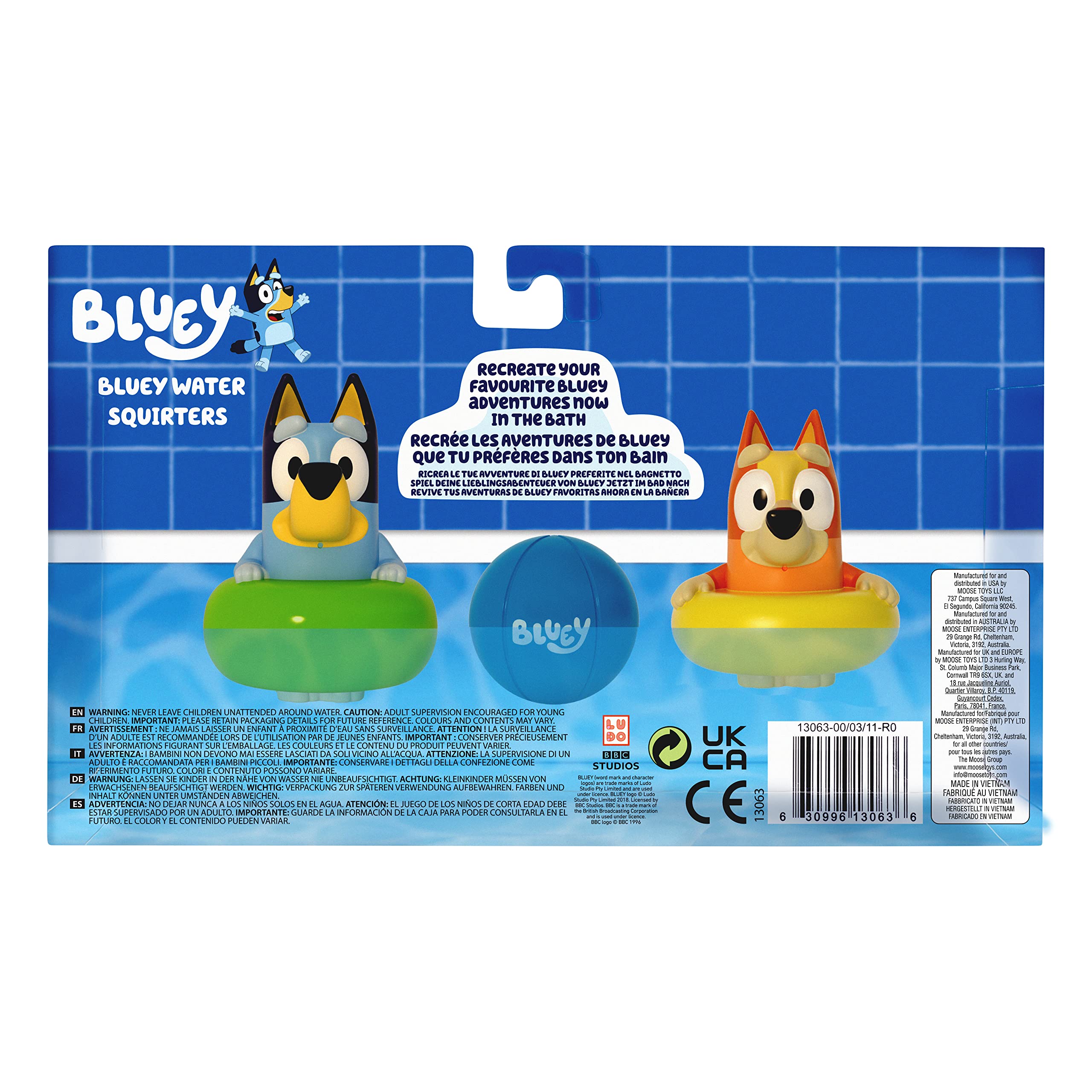 Bluey Bath Squirters 3-Pack, Multicolor, Small