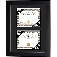 Creative Picture Frames Dual 8.5x11-inch Manhattan Black Double Diploma Frame | Black Mat holds two 8.5 by 11-inch Documents in 14x20 Frame with Installed Hardware