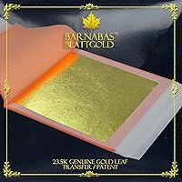 Barnabas Blattgold: Genuine Gold Leaf Sheets 23.5k - 3.1 inches - 25 Sheets Booklet - Transfer Patent Leaf