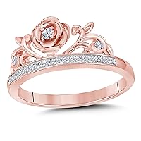 Brilliant Round Cut Simulated White Diamond 14k Rose Gold Finish Engagement Wedding Bridal Ring Set