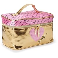 Juicy Couture Women's Cosmetics Bag - Travel Makeup and Toiletries Train Case Organizer, Size One Size, Metallic Gold