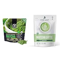 Jade Leaf Matcha + Latte Mix Bundle - Organic Matcha Green Tea Powder Culinary Pouch (30g) and Cafe Style Sweetened Matcha Latte Mix (150g)