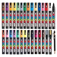 Uni Japan Paint Marker FULL RANGE Bundle Set Marking Pen Medium Point PC-5M 29 Colours ( 22 Standard & 7 Natural ) Japanese Domestic Market Product