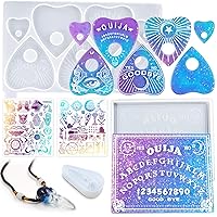 Spirit Board Planchette Epoxy Resin Silicone Molds Raven Skull Pendant, Holographic Transparent Films, Gothic Jewelry Casting Supplies 5-Count