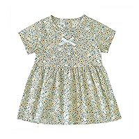 Check Dress Baby Girls' Dress Infant & Toddler Short Sleeve Organic Cotton Girls Open Back Dress