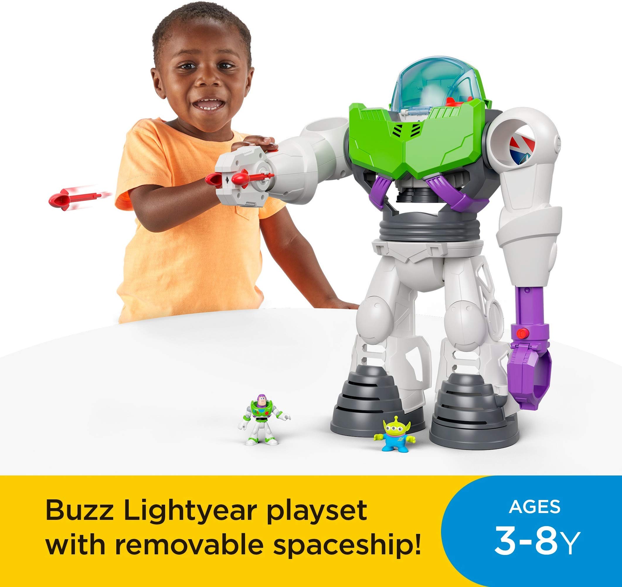 Disney Pixar Toy Story Playset Imaginext Buzz Lightyear Robot with Removable Spaceship & Figures for Pretend Play Ages 3+ Years