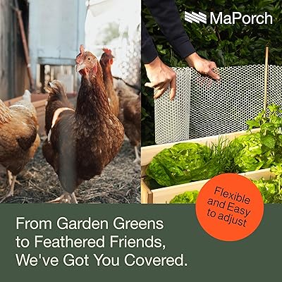 MAPORCH White Plastic Wire Mesh Fence 15.7in x 10ft Roll - Ideal for Poultry, Dogs, Rabbit, Snake Barrier & Gardening - Durable Plastic Chicken Wire