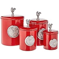Old Dutch, Red Rooster Canister, 4 Piece Set