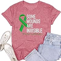 Womens Mental Health Matters Shirts Green Ribbon Awareness T-Shirt Inspirational Gifts Tee Top