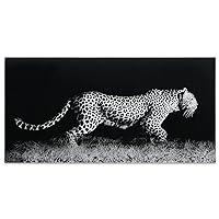 TMP-EAD3674-2448 Fearless 1 Frameless Tempered Glass Leopard Wall Art Ready to Hang, 24