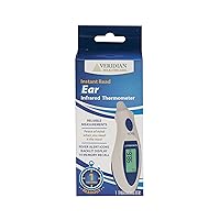 Ear Thermometer | Tympanic Infrared Measurements | Instant 1-Second Readout | Fever Alert | Backlit Display | 10-Memory Recall | 5-Year Warranty