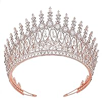 Tall Wedding Tiaras for Bride Large Queen Crowns 5A Cubic Zirconia Princess CZ Bridal Headband for Bride Party Big Pageant Crown for Women Huge Crystal Headpiece Bridal Hair Accessories