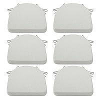Shinnwa Chair Cushions with Ties for Dining Chairs [17 x 16.5 Inches] Non Slip Dining Chair Pads and Seat Cushions with Machine Washable Cover Set of 6 - Off White