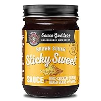 Sauce Goddess Brown Sugar Sticky Sweet Barbecue Sauce - Mild Thick BBQ Sauce with the Sweetness of Real Brown Sugar & the Life-changing Absence of Liquid Smoke No MSG, No GMOs Gluten-free - 15 oz Jar