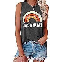 Hount Womens Casual Loose Graphic Comfy Tank Tops Summer Basic T-Shirts Sleeveless Shirts Tunic Tops