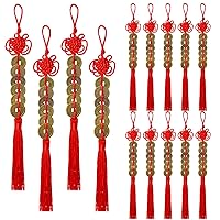 20 Pcs 2024 Chinese Knot Feng Shui Coins I-Ching Lucky Coin with Red String Vintage Chinese Amulet for Family and Friends for Health and Wealth New Year Home Decor Car Hanging Decorations