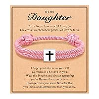 UNGENT THEM Cross Braided Rope Bracelet for Men Women, Easter Christian Baptism Christmas Valentine's Day Gifts for Couples Son Daughter Brother Teens Girls