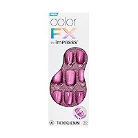 KISS imPRESS No Glue Mani Press-On Nails, Color FX, Levels', Dark Pink, Short Size, Squoval Shape, Includes 30 Nails, Prep Pad, Instructions Sheet, 1 Manicure Stick, 1 Mini File