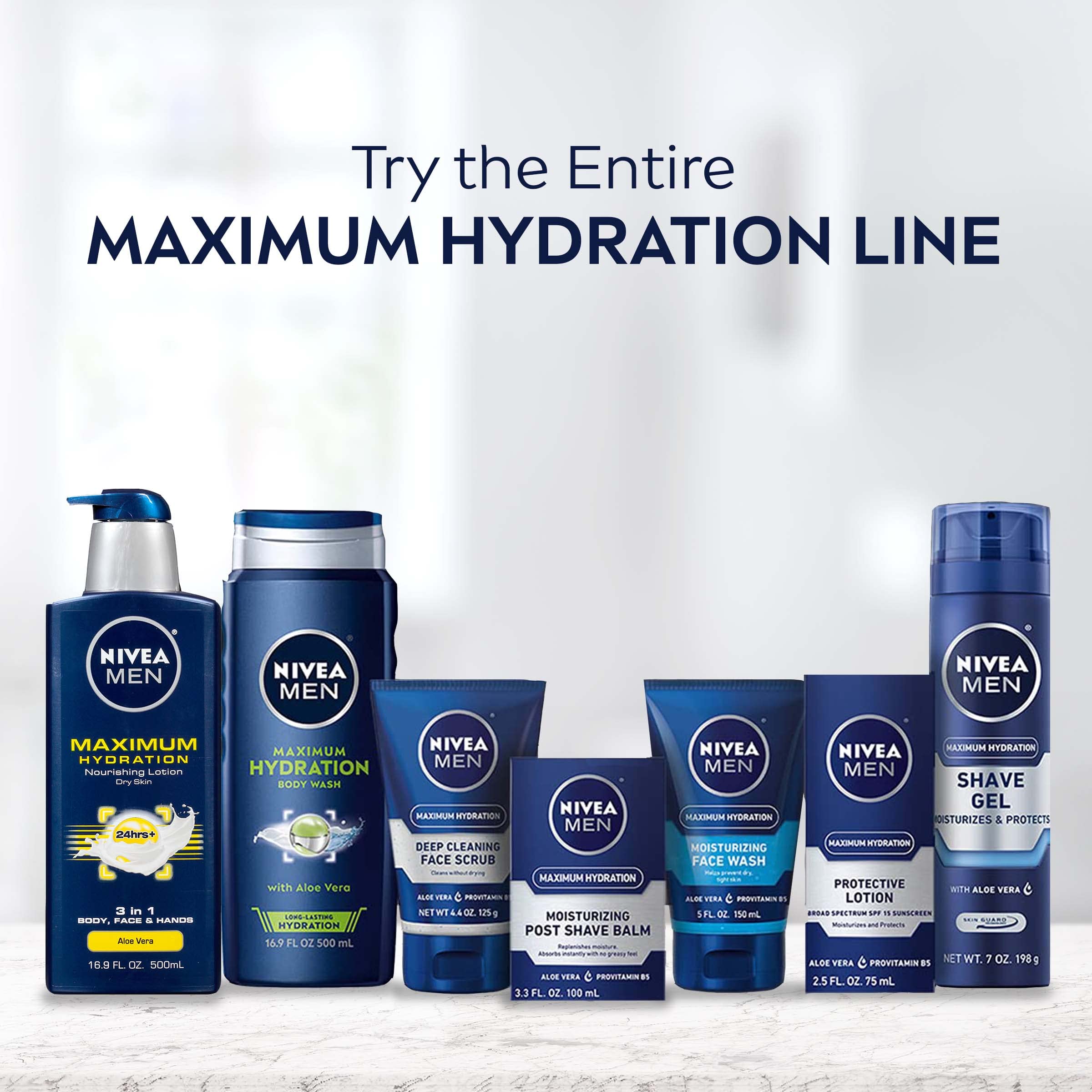 NIVEA Men Maximum Hydration 3-in-1 Body Wash - Clean, Hydrate and Refresh with Aloe Vera - 16.9 fl. oz. Bottle
