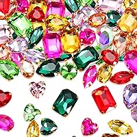 120 Pcs Sew on Rhinestones for Clothes Glass Rhinestones 10-18 mm Big Rhinestones Claw Flatback Prong Setting Sew on Crystal Sewing Gems for DIY Jewelry Making Crafts (Multicolor, Assorted Style)