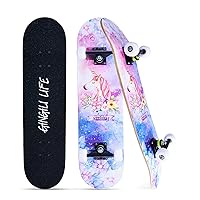 Skateboards for Beginners Kids Boys Girls and Adults,31''x8'', 7-Layer Maple, Double Kick Concave, Fascinating Cool, Solid&Durable