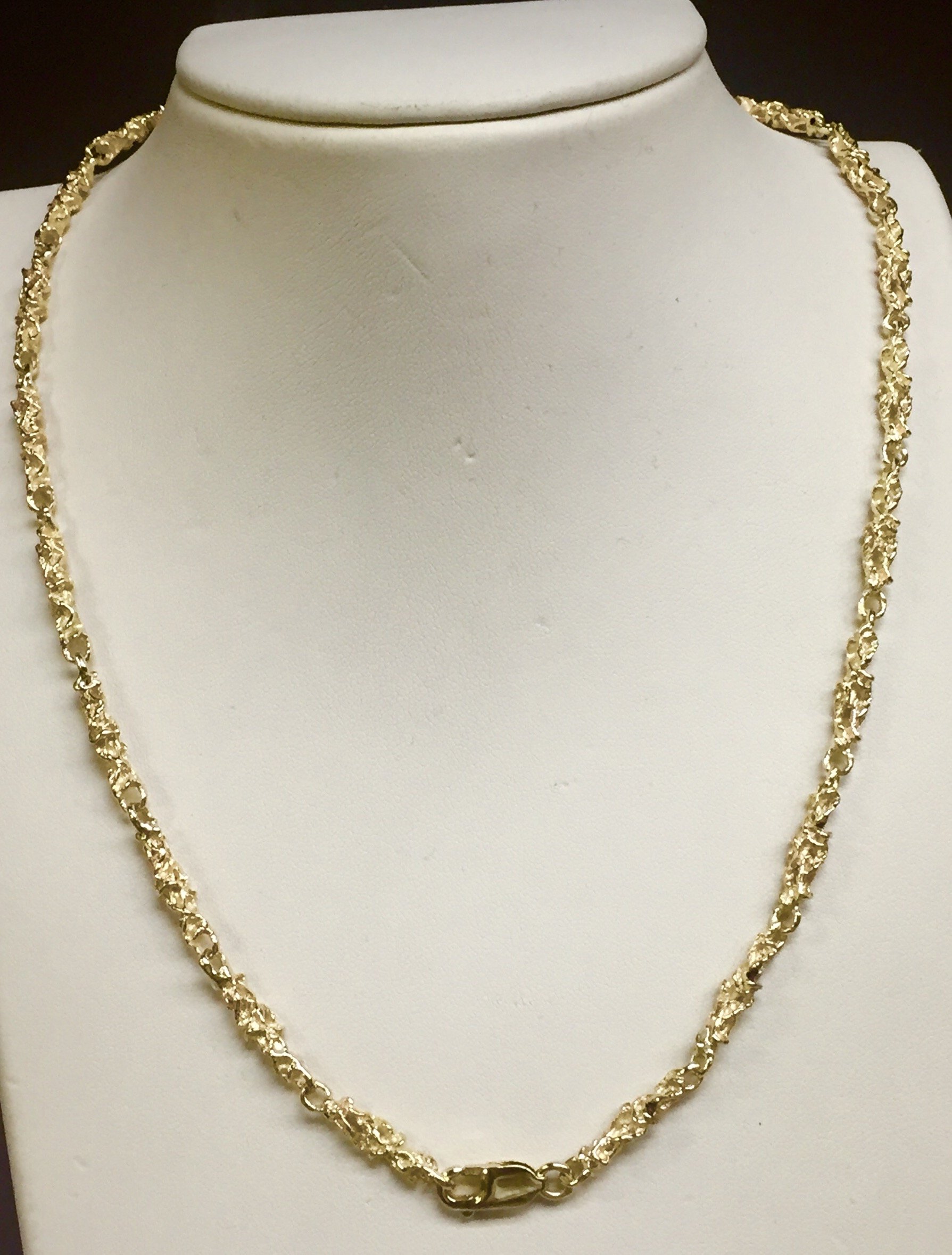 TEX 14kt Solid Yellow Gold Handmade Nugget link chain/necklace 30
