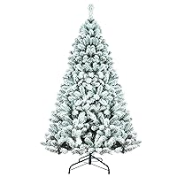 Premium Snow Flocked Christmas Tree, 8ft Artificial Holiday Christmas Pine Tree, Ideal for Home, Office, and Party Decoration, Includes Metal Foldable Stand