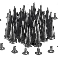 RUBYCA 25MM 100 Sets Large Metal Big Tree Spikes and Studs Metallic Screw-Back for DIY Leather-Craft Black Gunmetal