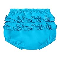 Made in USA Baby Girls Ruffle Swim Diaper Cover Reusable Leakproof for Swimming Pool Lessons Beach, Turquoise, 9-12 mons.