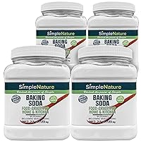 SimpleNature Food Grade Baking Soda (10 lbs total, 4 pack of 2.5 lbs) - Pure, Aluminum Free Sodium Bicarbonate for Baking, Cleaning, Deodorizing, and Household Use - Made in USA