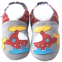 Leather Baby Soft Sole Shoes Boy Infant Children Kid Toddler Crib First Walk Gift Helicopter Blue