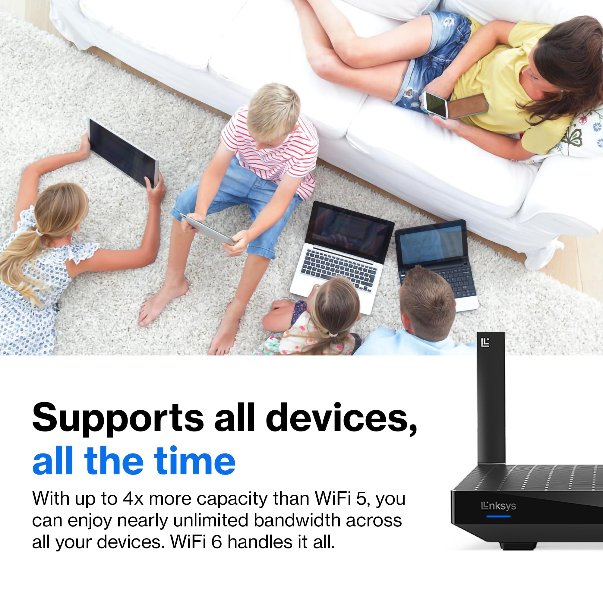 Linksys Mesh WiFi 6 Router | Connect 30+ Devices | Up to 2,700 Sq Ft | Speeds of up to 5.4 Gbps | LN3121-AMZ | 2024 Release