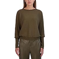 BCBGeneration Women's Relaxed Long Dolman Sleeve Crew Neck Pullover Sweaters