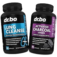 Lung Cleanse & Activated Charcoal Capsules - Respiratory Supplements & Organic Coconut Charcoal Pills for Stomach Gas and Bloating Support - Herbal Detox for Lungs, Bronchial Health & Gut