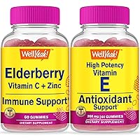Elderberry + Vitamin C + Zinc + Vitamin E, Gummies Bundle - Great Tasting, Vitamin Supplement, Gluten Free, GMO Free, Chewable Gummy