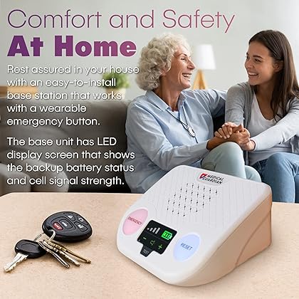 Medical Guardian at-Home Medical Emergency Alert System with Cellular Coverage - CALL TO ACTIVATE - 24/7 Monitoring Medical Alert Necklace for Seniors - Comprehensive Elderly Monitoring (1 Month Free)