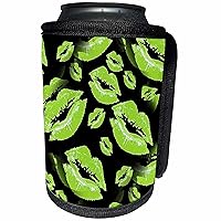3dRose Two Kisses Collided Lip Smacking Lime Colored Lips... - Can Cooler Bottle Wrap (cc_357223_1)