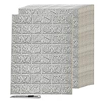 Art3d 30 Pcs 3D Peel and Stick Foam Brick Wall Panels, Grey