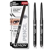 Pencil Eyeliner, ColorStay Eye Makeup with Built-in Sharpener, Waterproof, Smudge-proof, Longwearing with Ultra-Fine Tip, 202 Black Brown, 2 Pack