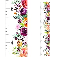 HeadWaters Wooden Ruler Growth Chart - Kids' Room & Playroom Decor with Wall-Mounted - Multi-Flowers Design (46